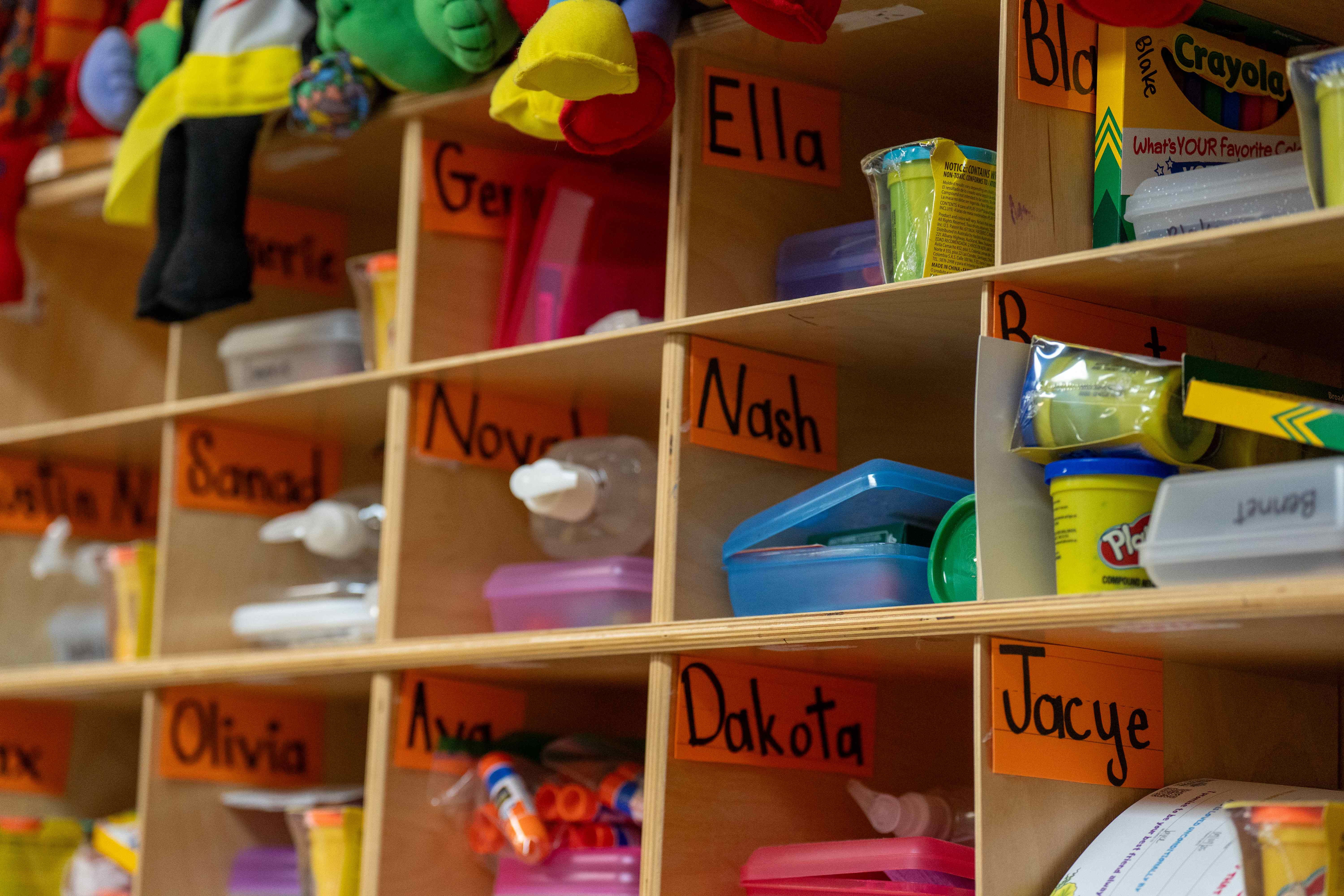 Personalized student cubbies representing individual learning journeys